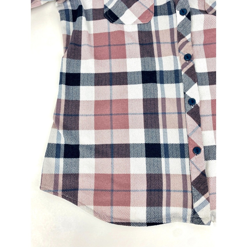 Eden & Olivia Long Sleeve Flannel Shirt Women's PL Pockets Top Blouse Plaid LKNU - Picture 4 of 6
